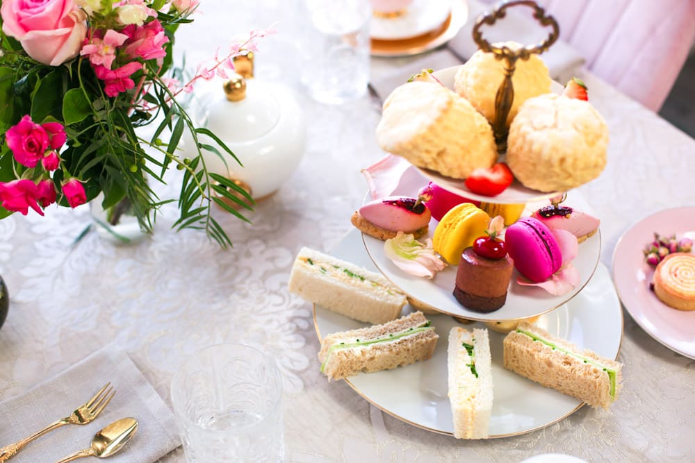 High tea setting with small treats