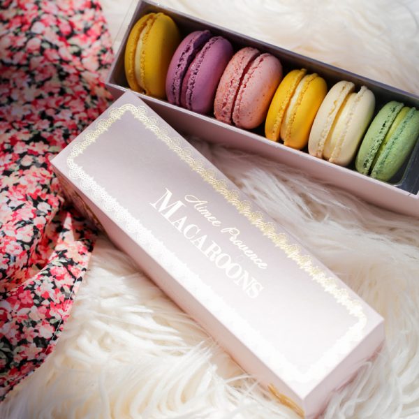 colourful box of macarons