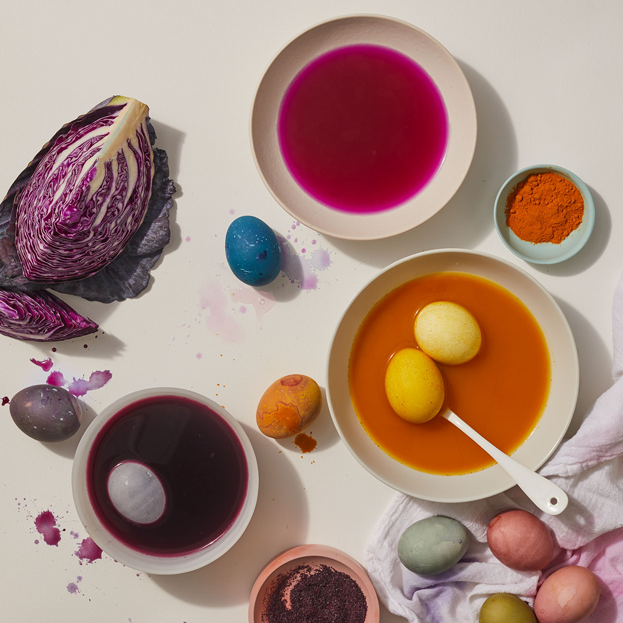 natural dyes, like onion skins, to produce decorative effects.